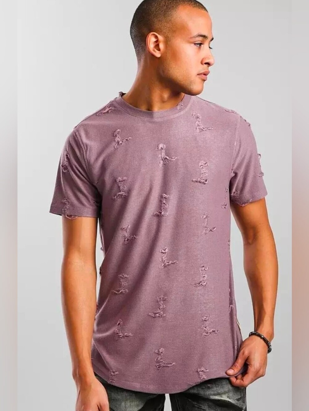 Shredded Long Body T-Shirt Nova Industries Mauve